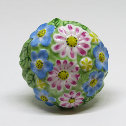 LIMOGES FRANCE BOX~ CHAMART ~ BOUQUET OF FLOWERS ~PINK RIBBON & BOW~ ANNIVERSARY