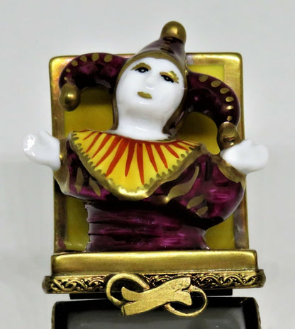 LIMOGES FRANCE BOX -PARRY-VIEILLE- JACK-IN-THE-BOX -MEDIEVAL JESTER- CLOWN -TOYS