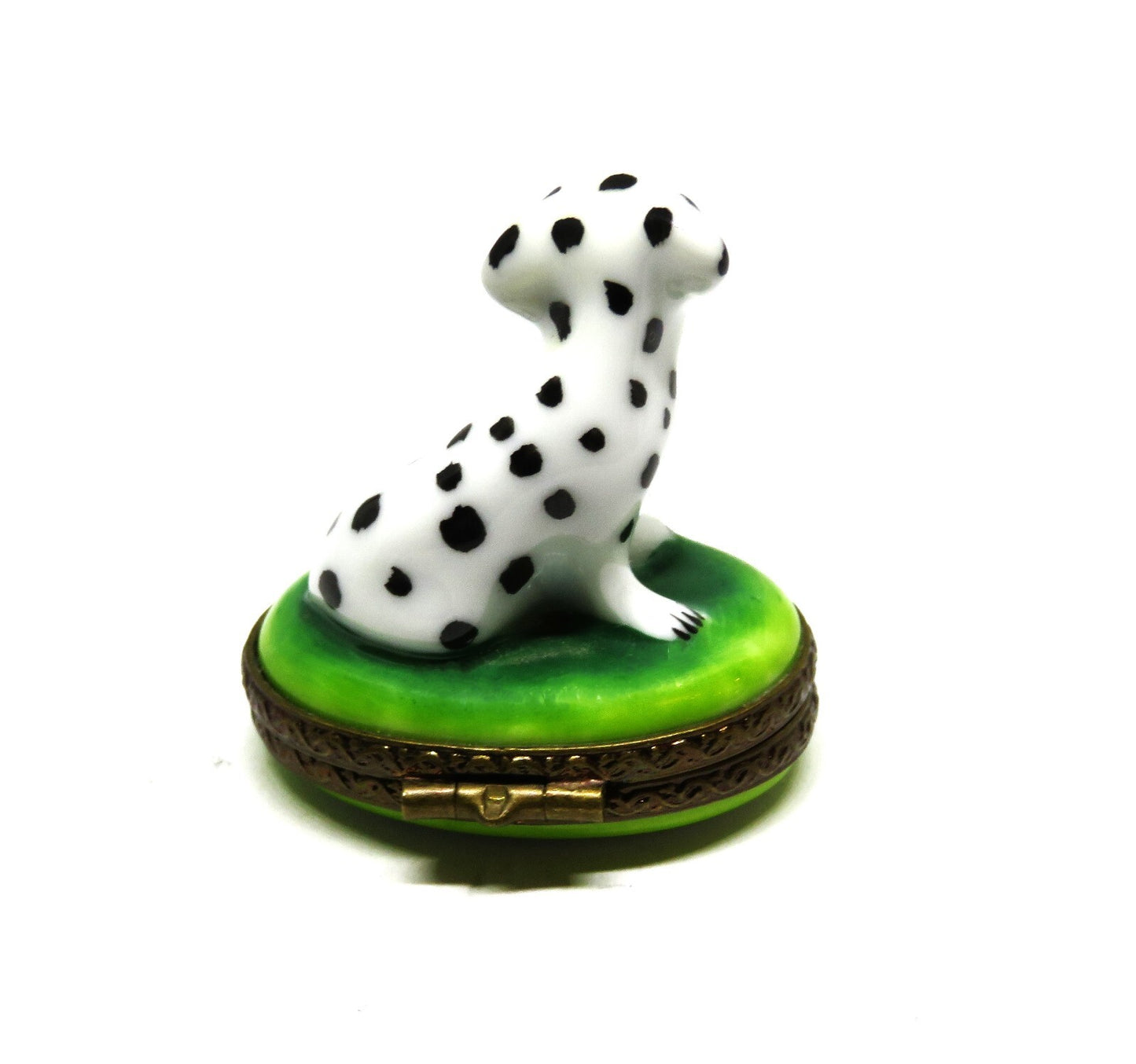 LIMOGES BOX ~ PARRY-VIEILLE ~ TINY DALMATIAN PUPPY ON THE GRASS ~ PEINT MAIN ~PV