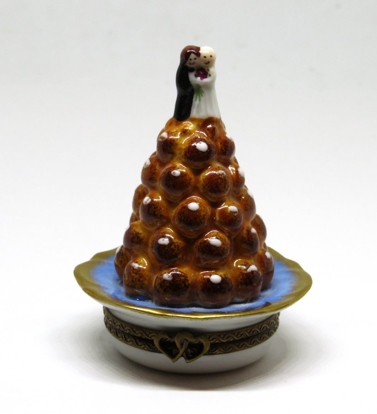 LIMOGES BOX - PARRY-VIEILLE - FRENCH CROQUEMBOUCHE WEDDING CAKE - BRIDE & GROOM
