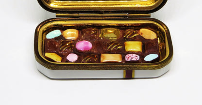 LIMOGES GIFT BOX & CHOCOLATS DE PARIS CANDY TRUFFLES ~ BOW ~ ANNIVERSARY