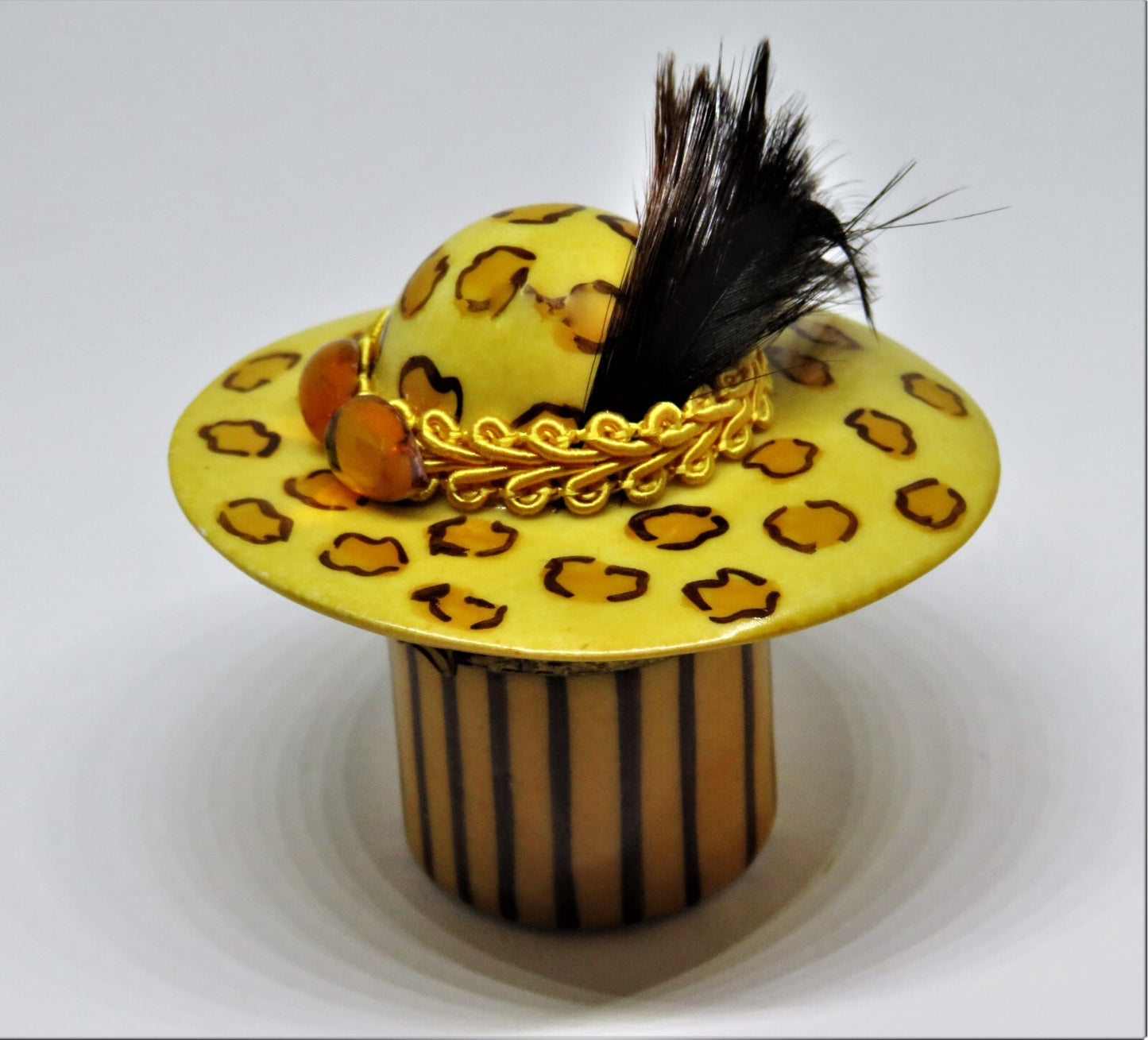 LIMOGES 2 BOX SET- EXOTIC LEOPARD PRINT HAT & SHOE - BRAID & FEATHERS & CRYSTALS