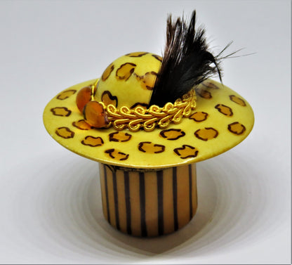 LIMOGES 2 BOX SET- EXOTIC LEOPARD PRINT HAT & SHOE - BRAID & FEATHERS & CRYSTALS