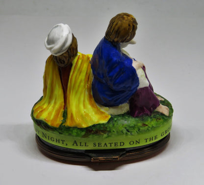 HALCYON DAYS ENAMEL BOX - CHRISTMAS BONBONNIERE - SHEPHERDS & THEIR FLOCKS