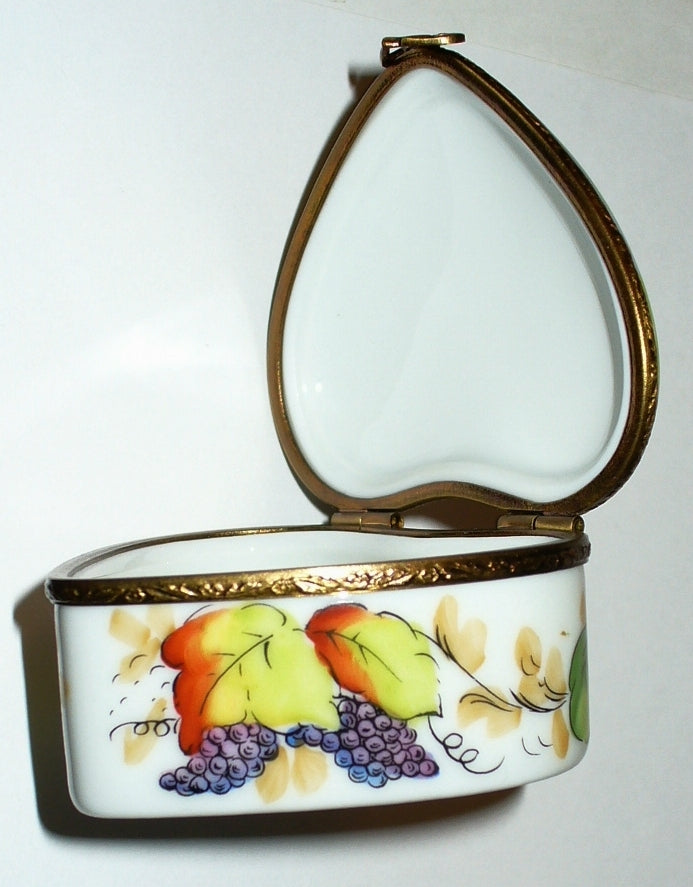 LIMOGES BOX - CUPID HEART - FLOWERS & GRAPES - "YOU & ME" - LOVE - ANNIVERSARY