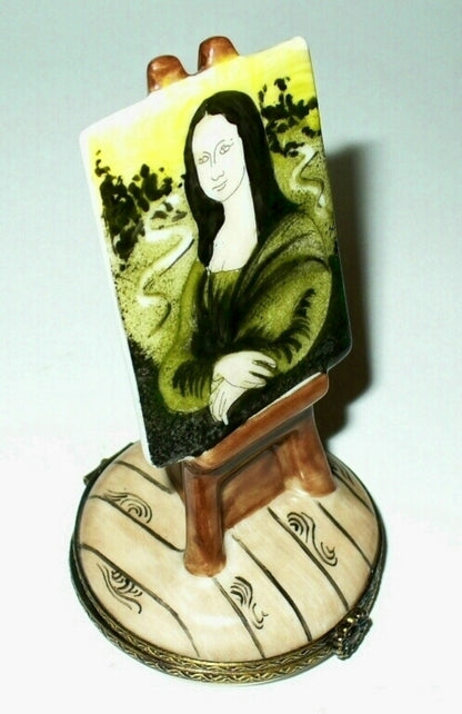 LIMOGES FRANCE BOX- MONA LISA PAINTING ON WOODEN EASEL - ART - LEONARDO DA VINCI