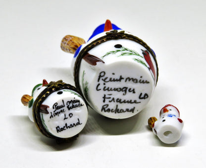 LIMOGES BOX - ROCHARD - CHRISTMAS - NESTING SNOWMAN SET - 2 BOXES - 3 PIECES