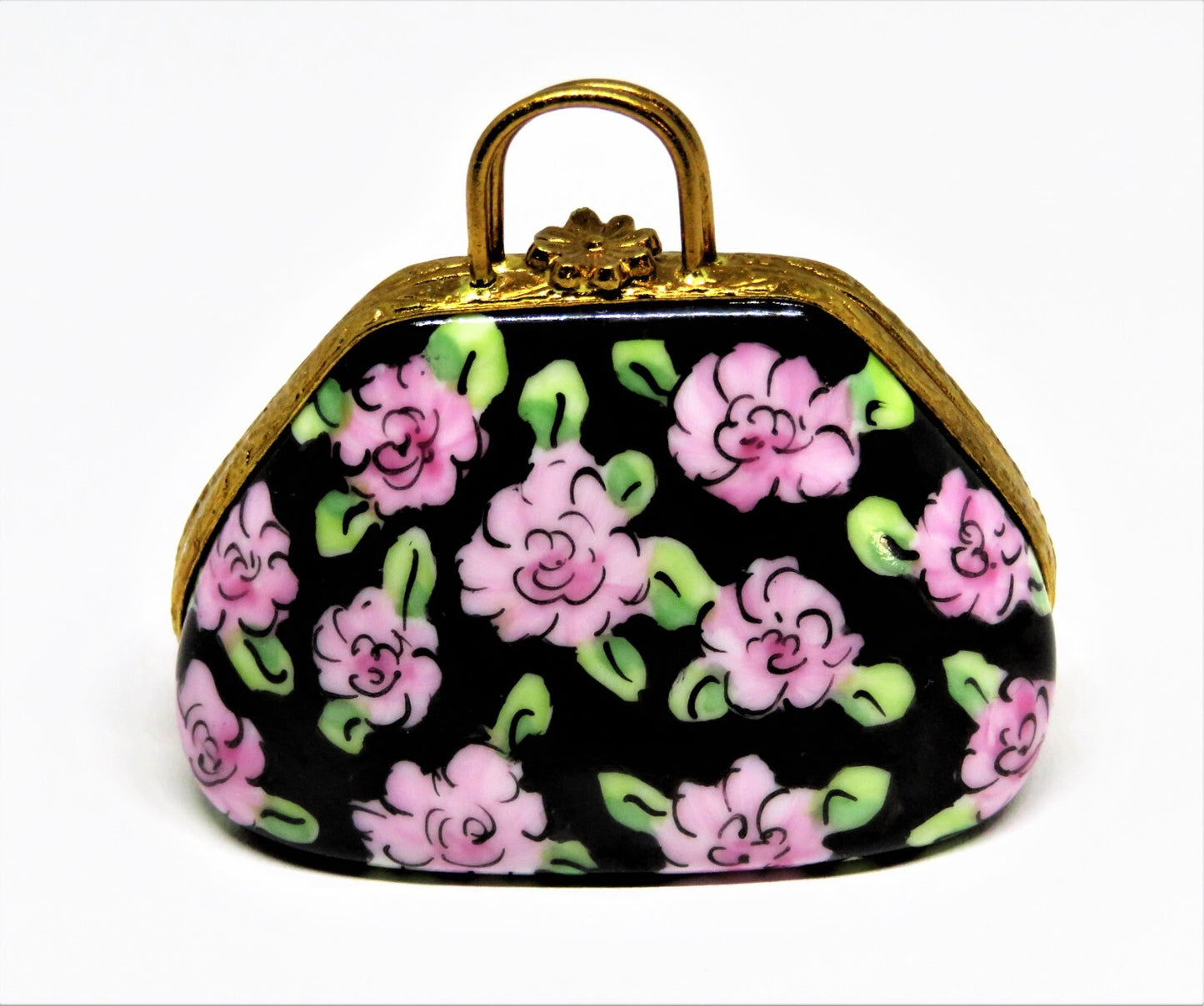 LIMOGES FRANCE BOX -ARTORIA- MARY POPPINS FLOWERED CARPET BAG PURSE - LE -DISNEY