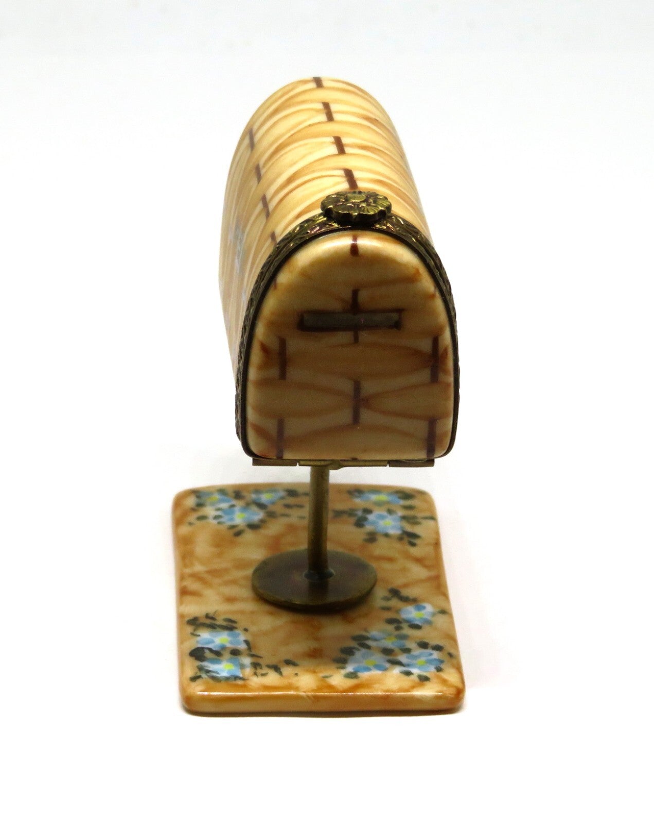 LIMOGES MAIL BOX & STAND & FLOWERS ~ NEWSPAPER & PARIS POSTCARD ~ PEINT MAIN