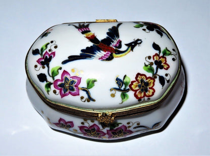 LIMOGES BOX- LE TALLEC -VINTAGE CASKET- BAYEUX - BIRD & FLOWERS & BUTTERFLY 1967