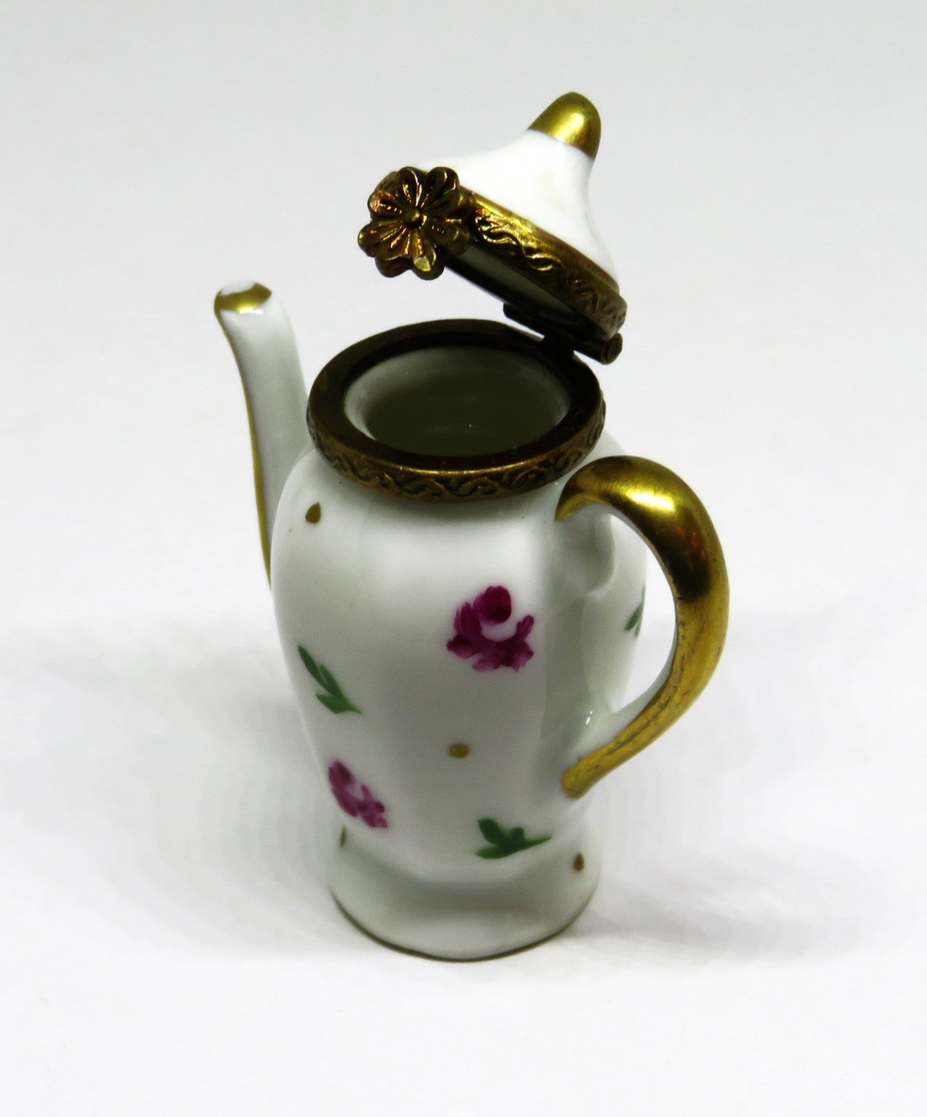 LIMOGES FRANCE BOX ~ FLORAL COFFEE POT ~ FLOWERS ~ RED ROSES ~ TEA POT ~ TEAPOT