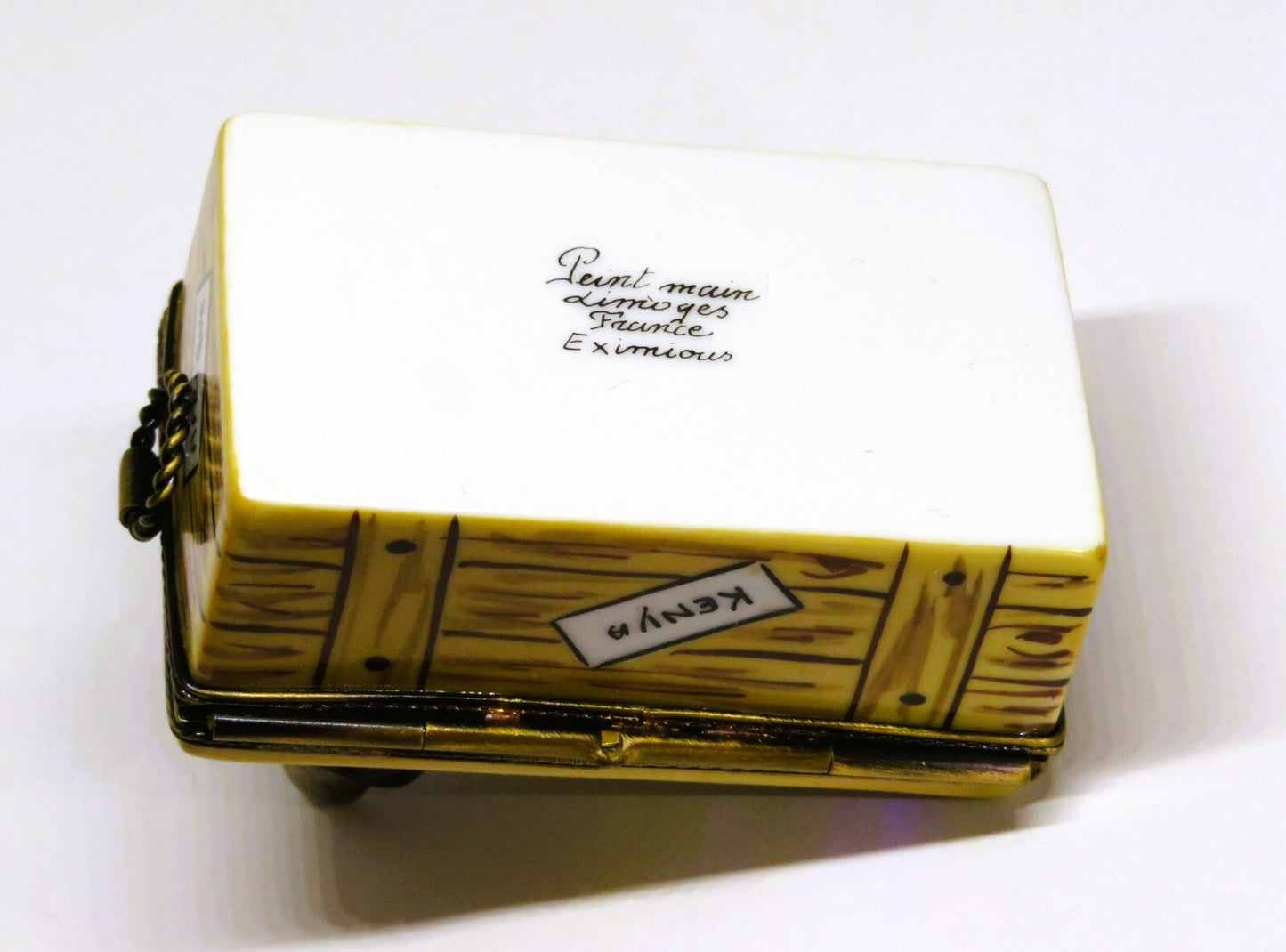 LIMOGES BOX - EXIMIOUS - AFRICAN SAFARI TRAVEL TRUNK - CAMERA & MAP & BINOCULARS