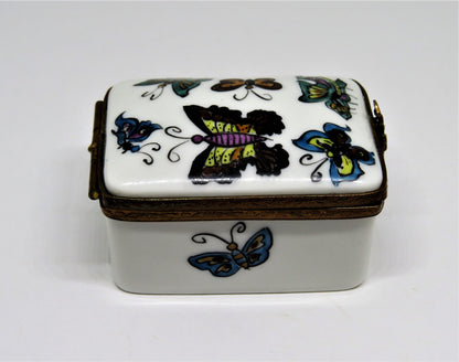 LIMOGES FRANCE BOX - BUTTERFLY & DRAGONFLY RECTANGLE - BUTTERFLY CLASP - INSECTS