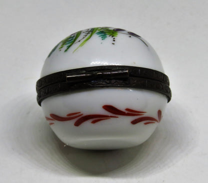 LIMOGES FRANCE BOX ~VIALARD~ SMALL BALL FLORAL ~ BOUQUET OF FLOWERS ~ PEINT MAIN