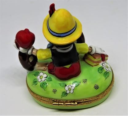 LIMOGES FRANCE BOX- ARTORIA - PINOCCHIO & FEATHER CLASP - DISNEY - LE #169 - MIB