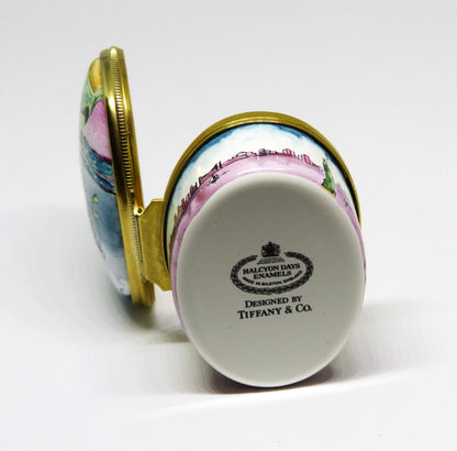 HALCYON DAYS ENAMEL BOX - TIFFANY - STATUE OF LIBERTY - NEW YORK CITY - JULY 4TH