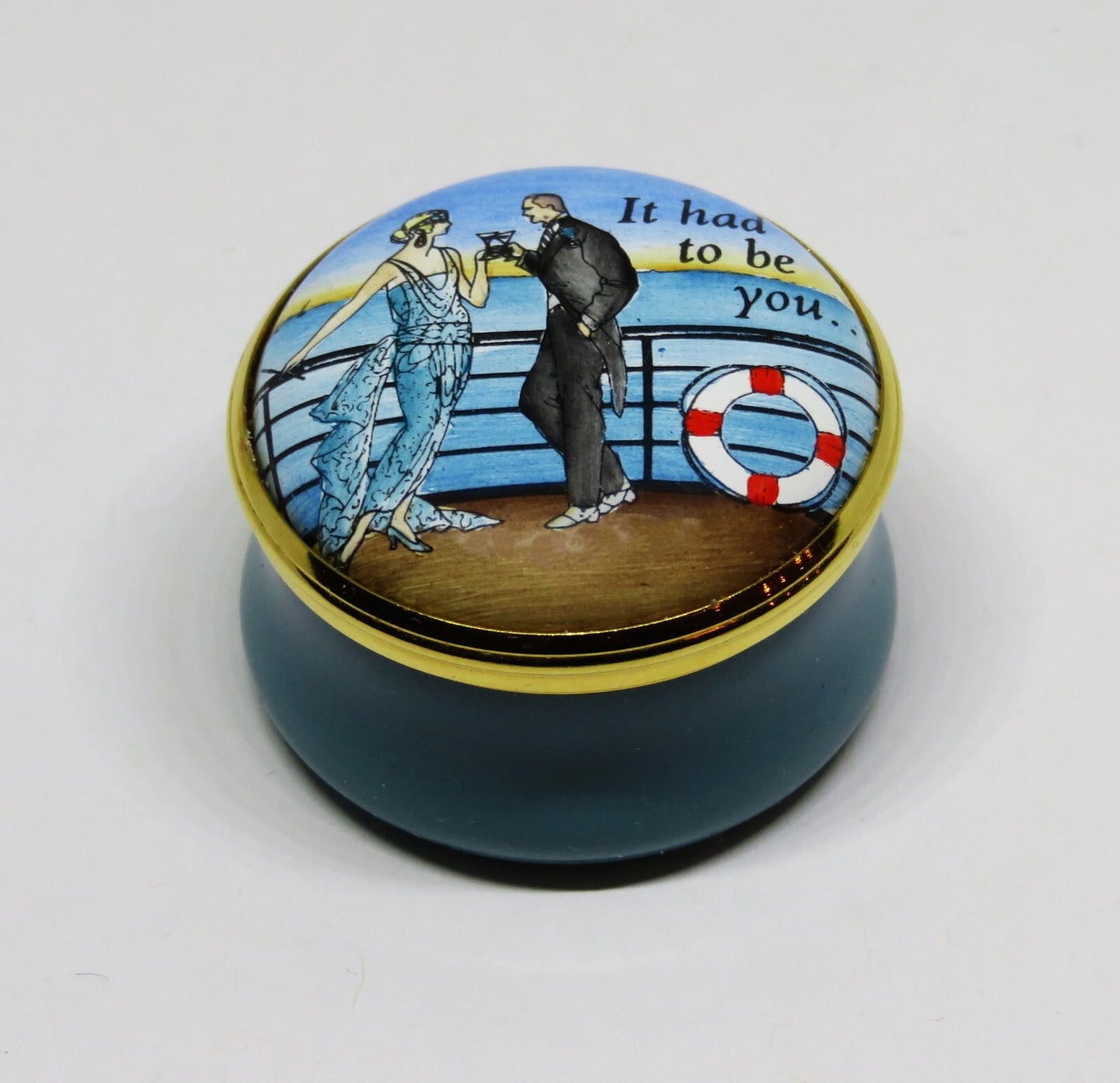 HALCYON DAYS ENAMEL BOX - "IT HAD TO BE YOU" - COUPLE ON A CRUISE SHIP - MUSIC
