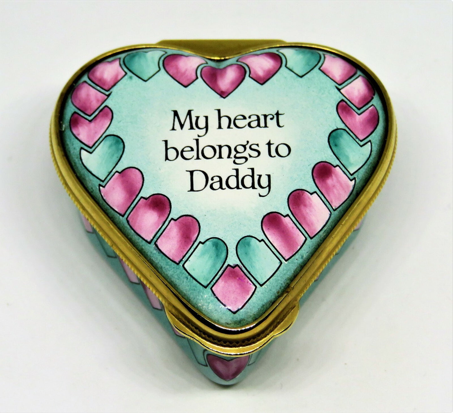 HALCYON DAYS ENAMEL BOX - "MY HEART BELONGS TO DADDY" - HORCHOW - FATHER'S DAY