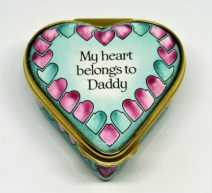 HALCYON DAYS ENAMEL BOX - "MY HEART BELONGS TO DADDY" - HORCHOW - FATHER'S DAY