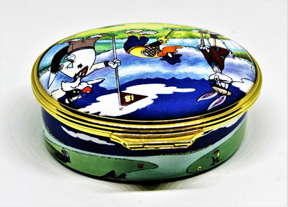 HALCYON DAYS ENAMEL BOX- LOONEY TUNES CARTOON CHARACTERS -WARNER BROTHERS- GOLF