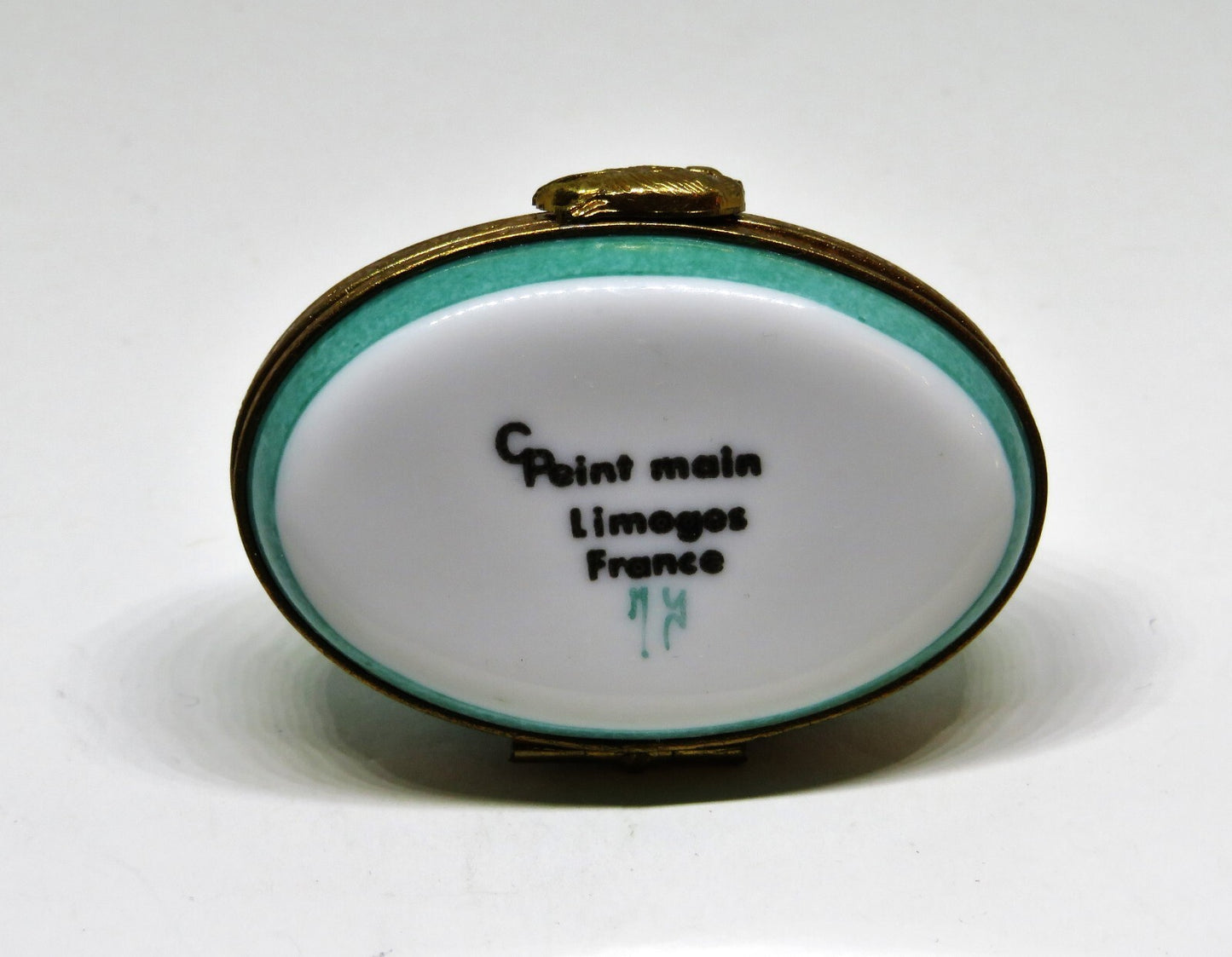 LIMOGES FRANCE BOX - TEAL FISHNET SWAN IN A POND - HEREND STYLE FISH NET