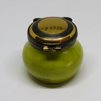 LIMOGES FRANCE BOX ~ EXIMIOUS ~ JAR OF DIJON FRENCH MUSTARD & SPOON ~ PEINT MAIN