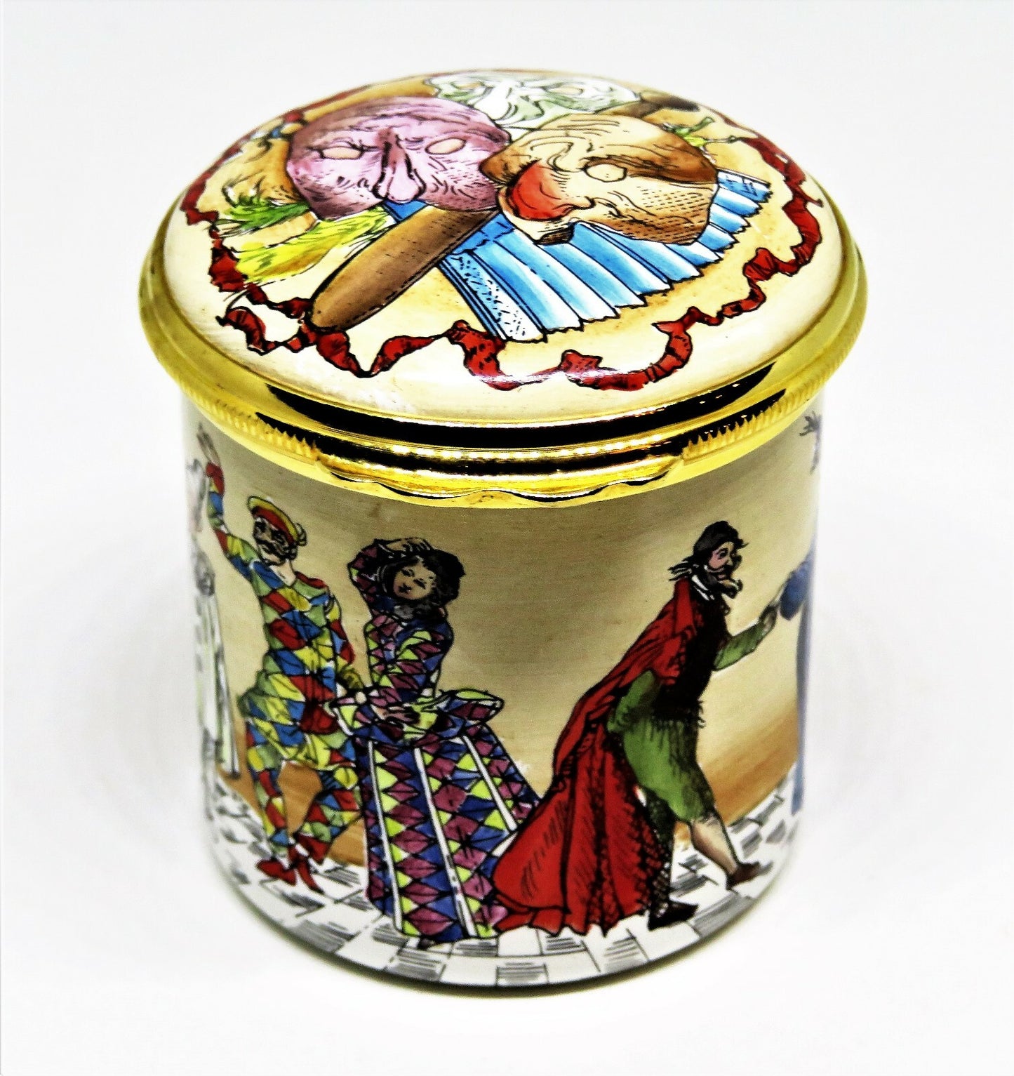 HALCYON DAYS ENAMEL BOX - COMMEDIA DELL'ARTE - ITALIAN THEATRE - LINCOLN CENTER