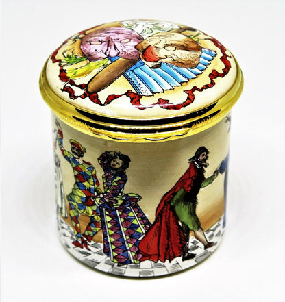 HALCYON DAYS ENAMEL BOX - COMMEDIA DELL'ARTE - ITALIAN THEATRE - LINCOLN CENTER