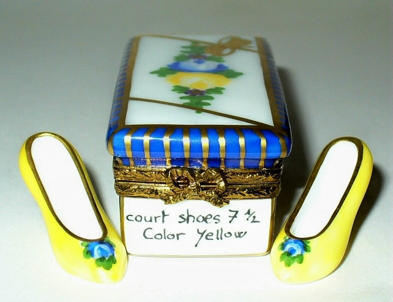 LIMOGES FRANCE BOX- SEVRES FLORAL SHOE BOX & HIGH HEELED SHOES - ROSES - FLOWERS
