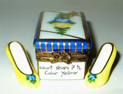 LIMOGES FRANCE BOX- SEVRES FLORAL SHOE BOX & HIGH HEELED SHOES - ROSES - FLOWERS