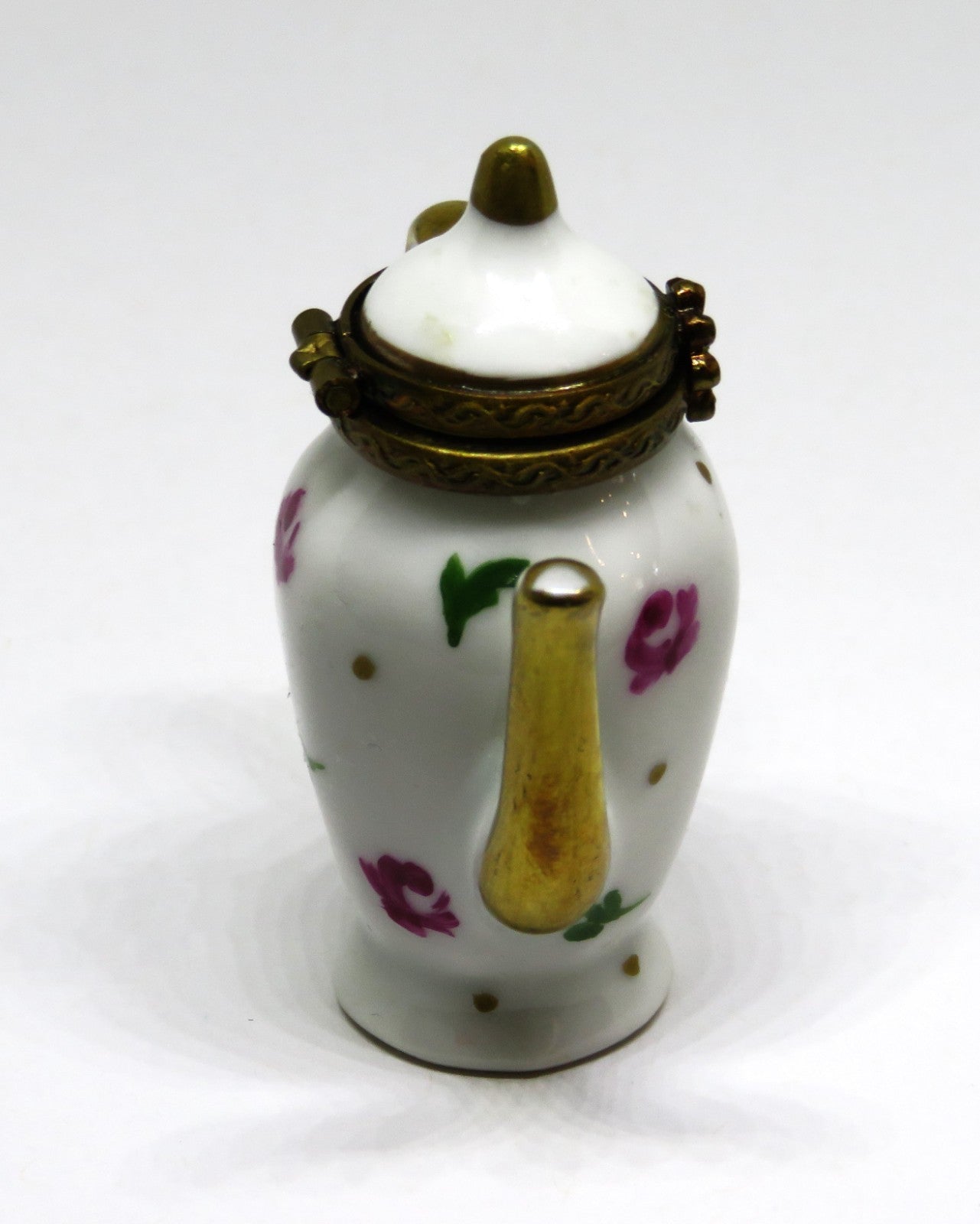 LIMOGES FRANCE BOX ~ FLORAL COFFEE POT ~ FLOWERS ~ RED ROSES ~ TEA POT ~ TEAPOT