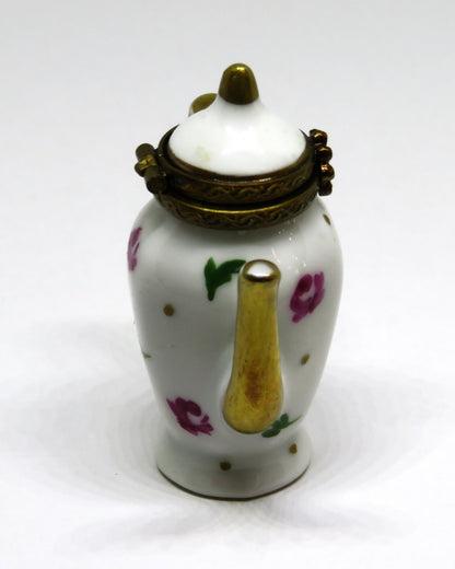 LIMOGES FRANCE BOX ~ FLORAL COFFEE POT ~ FLOWERS ~ RED ROSES ~ TEA POT ~ TEAPOT
