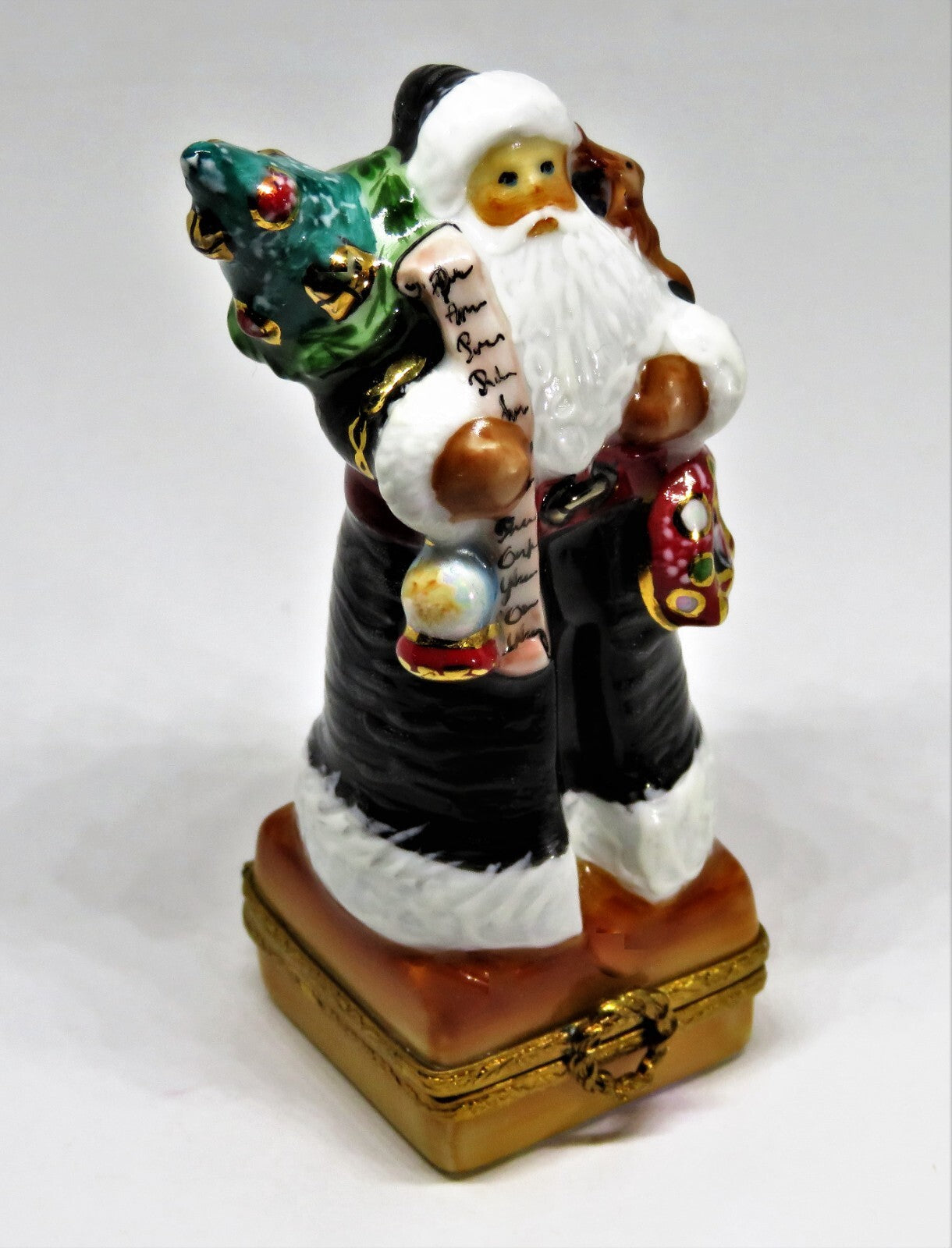 LIMOGES FRANCE BOX - CHRISTMAS - SANTA CLAUS - LYNN HANEY - "REINDEER CROSSING"