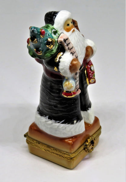 LIMOGES FRANCE BOX - CHRISTMAS - SANTA CLAUS - LYNN HANEY - "REINDEER CROSSING"