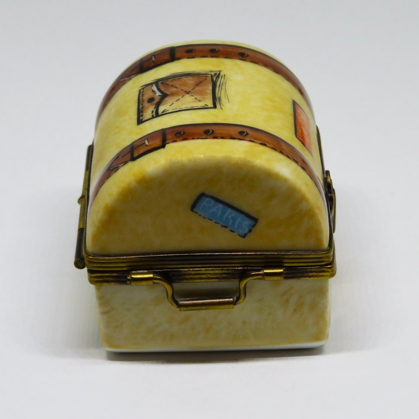 LIMOGES BOX - ROCHARD - STEAMER TRUNK & PADLOCK  - LUGGAGE - NEW YORK & PARIS
