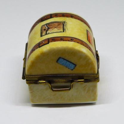 LIMOGES BOX - ROCHARD - STEAMER TRUNK & PADLOCK  - LUGGAGE - NEW YORK & PARIS