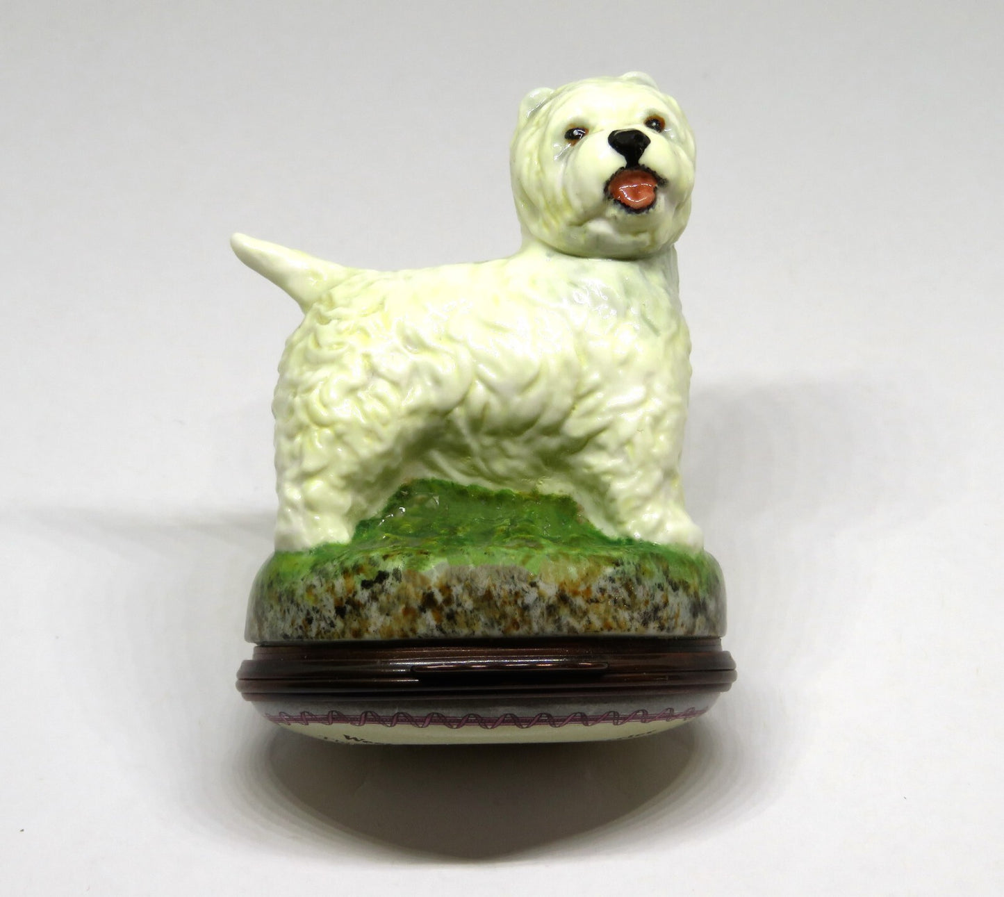 HALCYON DAYS ENGLISH ENAMEL BOX - WEST HIGHLAND TERRIER BONBONNIERE -DOG- PUPPY
