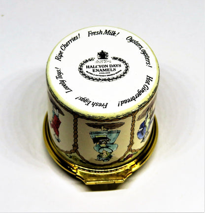 HALCYON DAYS ENAMEL BOX - "CRIES OF LONDON" - 18TH CENTURY STREET VENDORS