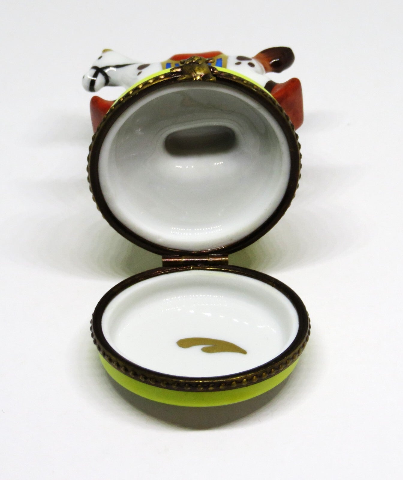 LIMOGES FRANCE BOX ~ TOY ROCKING HORSE ~ TEDDY BEAR CLASP ~ PEINT MAIN