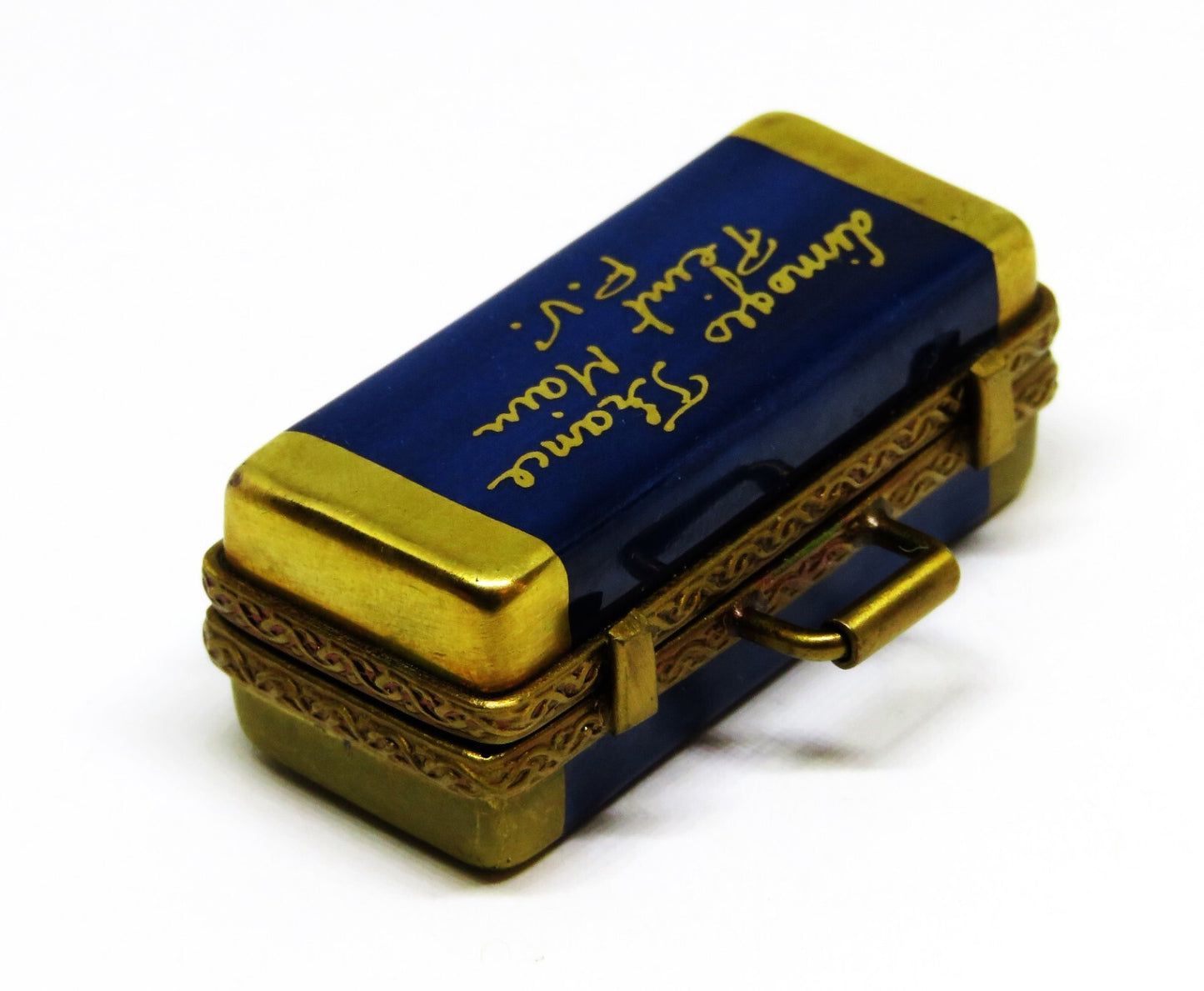 LIMOGES BOX ~PARRY-VIEILLE~ VINTAGE CASE & BLUES HARMONICA ~ MUSICAL INSTRUMENTS