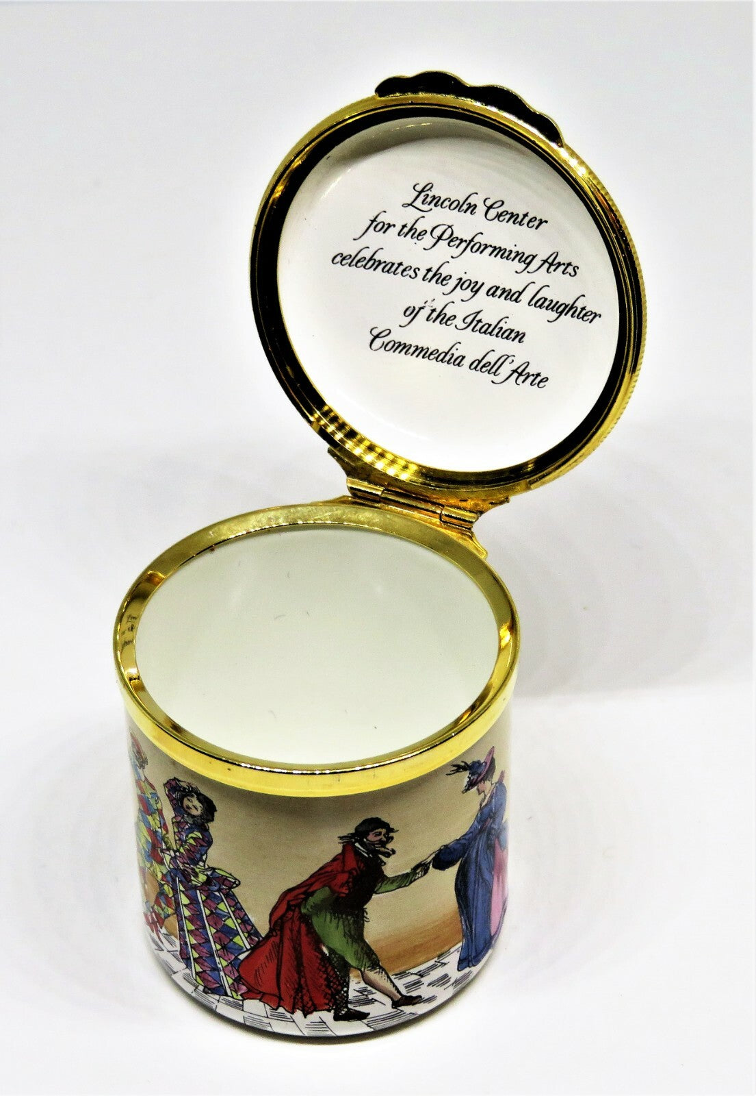 HALCYON DAYS ENAMEL BOX - COMMEDIA DELL'ARTE - ITALIAN THEATRE - LINCOLN CENTER
