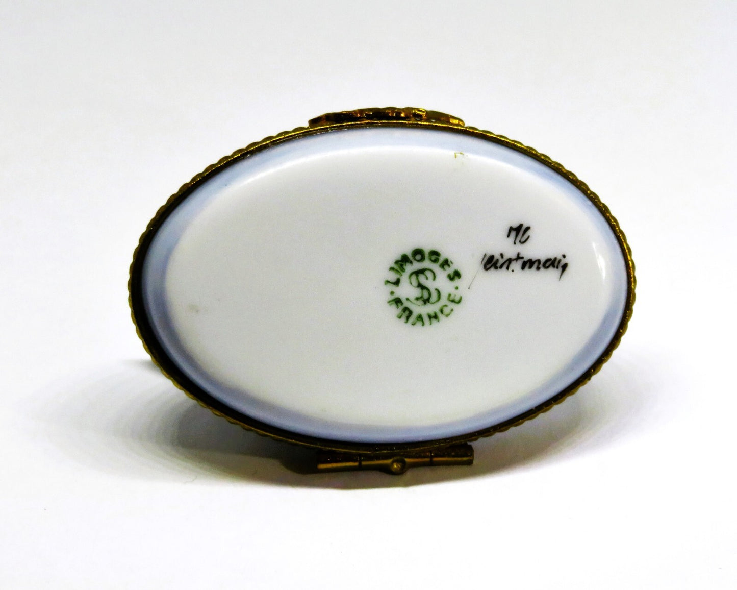 LIMOGES FRANCE BOX ~ VINTAGE PAIR OF LOVEBIRDS ~ LOVE BIRDS ~ "MC" ~ PEINT MAIN