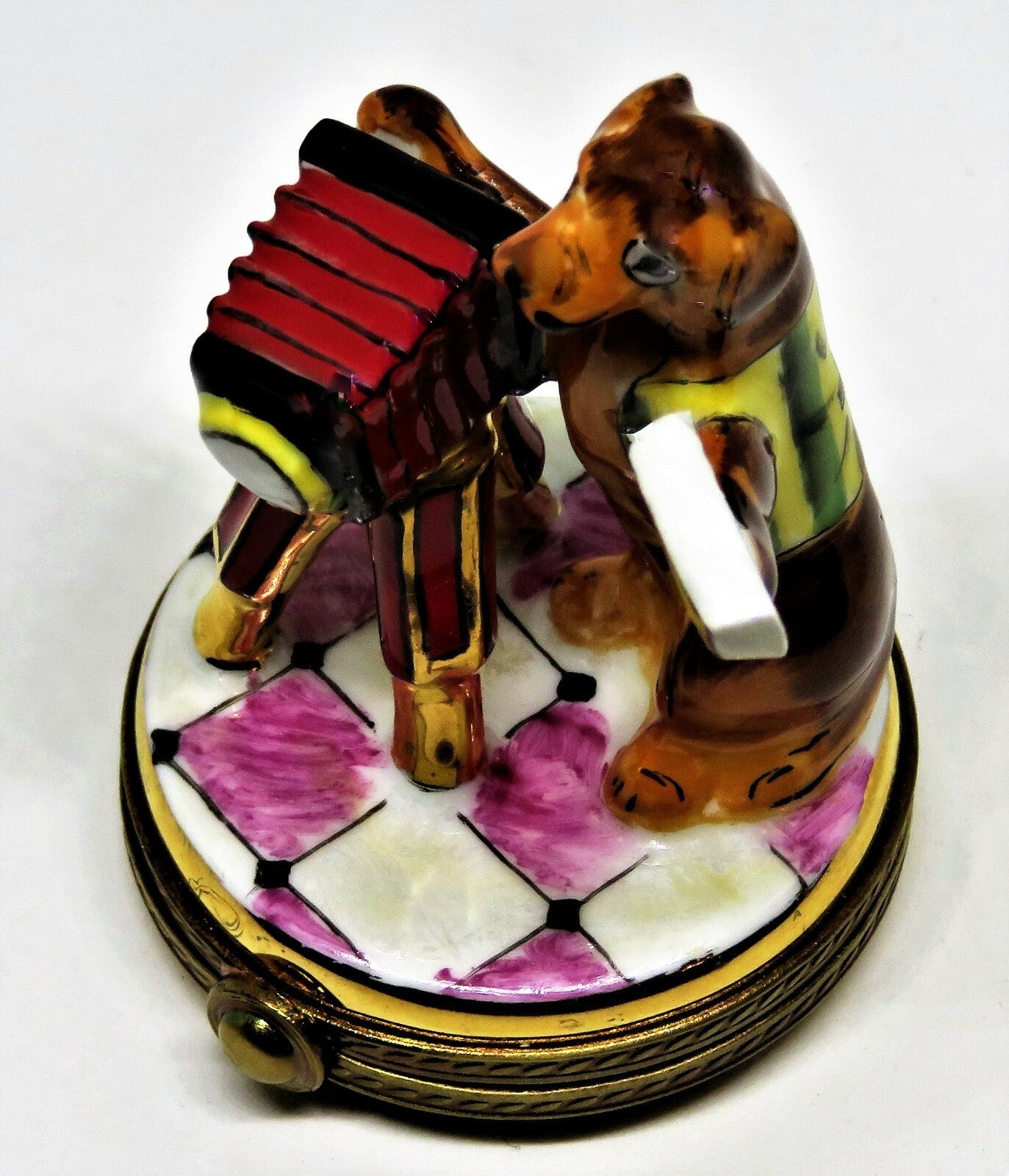 LIMOGES FRANCE BOX - CHAMART - WHIMSICAL SPANIEL DOG & CAMERA - PHOTOGRAPHER