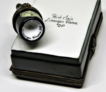 LIMOGES FRANCE 2 BOX SET - CHAMPAGNE CASE - FLUTES &  BOTTLE INSIDE - GRAPE LEAF