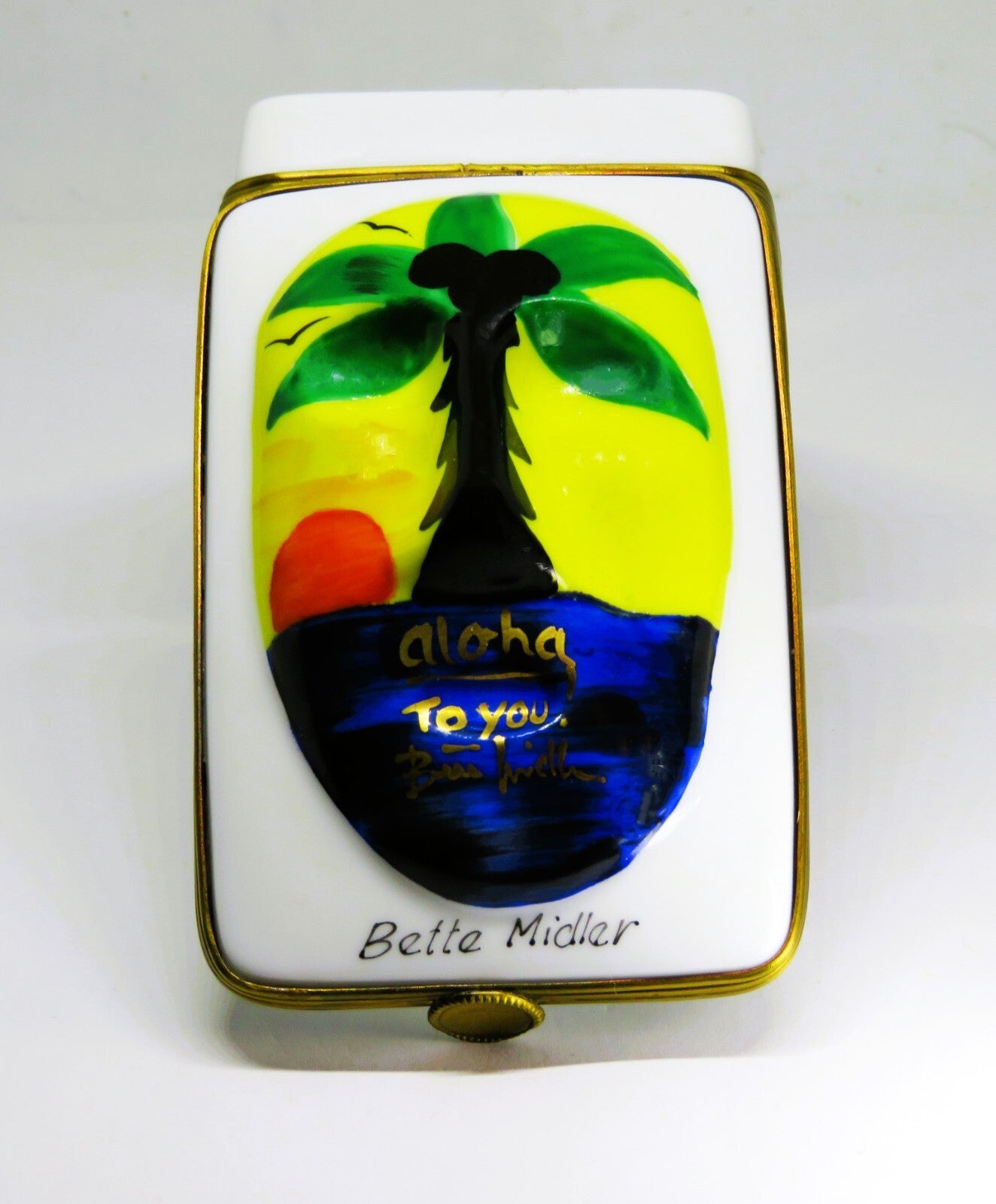 LIMOGES BOX - DUBARRY - PRINCE'S TRUST MASK - BETTE MIDLER - HAWAII BEACH SCENE