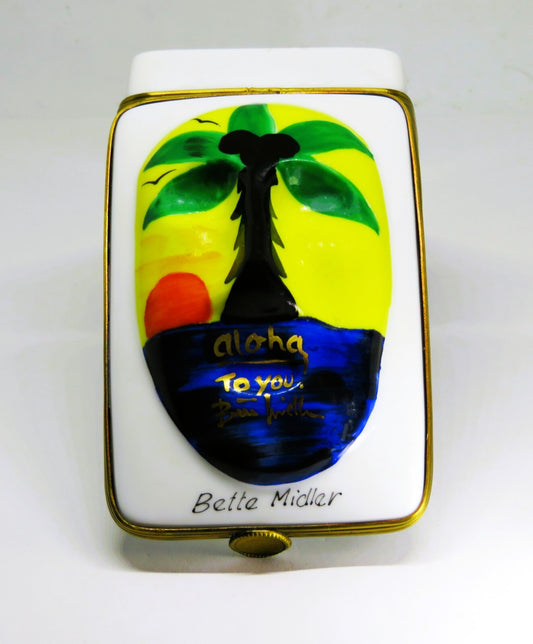 LIMOGES BOX - DUBARRY - PRINCE'S TRUST MASK - BETTE MIDLER - HAWAII BEACH SCENE