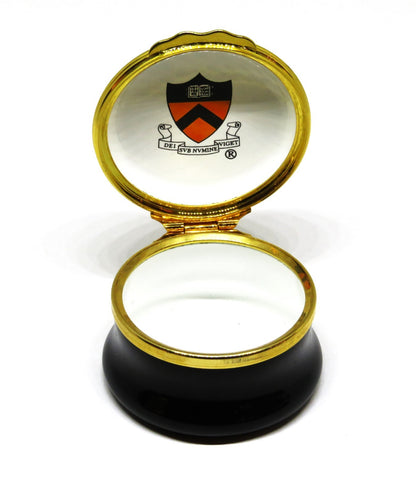 HALCYON DAYS ENAMEL BOX - PRINCETON UNIVERSITY -TIGER MASCOT- LATIN SEAL & MOTTO