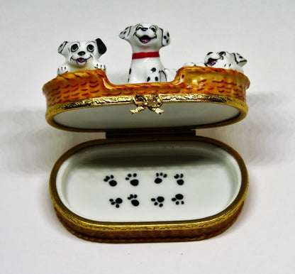 LIMOGES FRANCE BOX- ARTORIA - "101 DALMATIANS" - WALT DISNEY - DOGS - PUPPY - LE