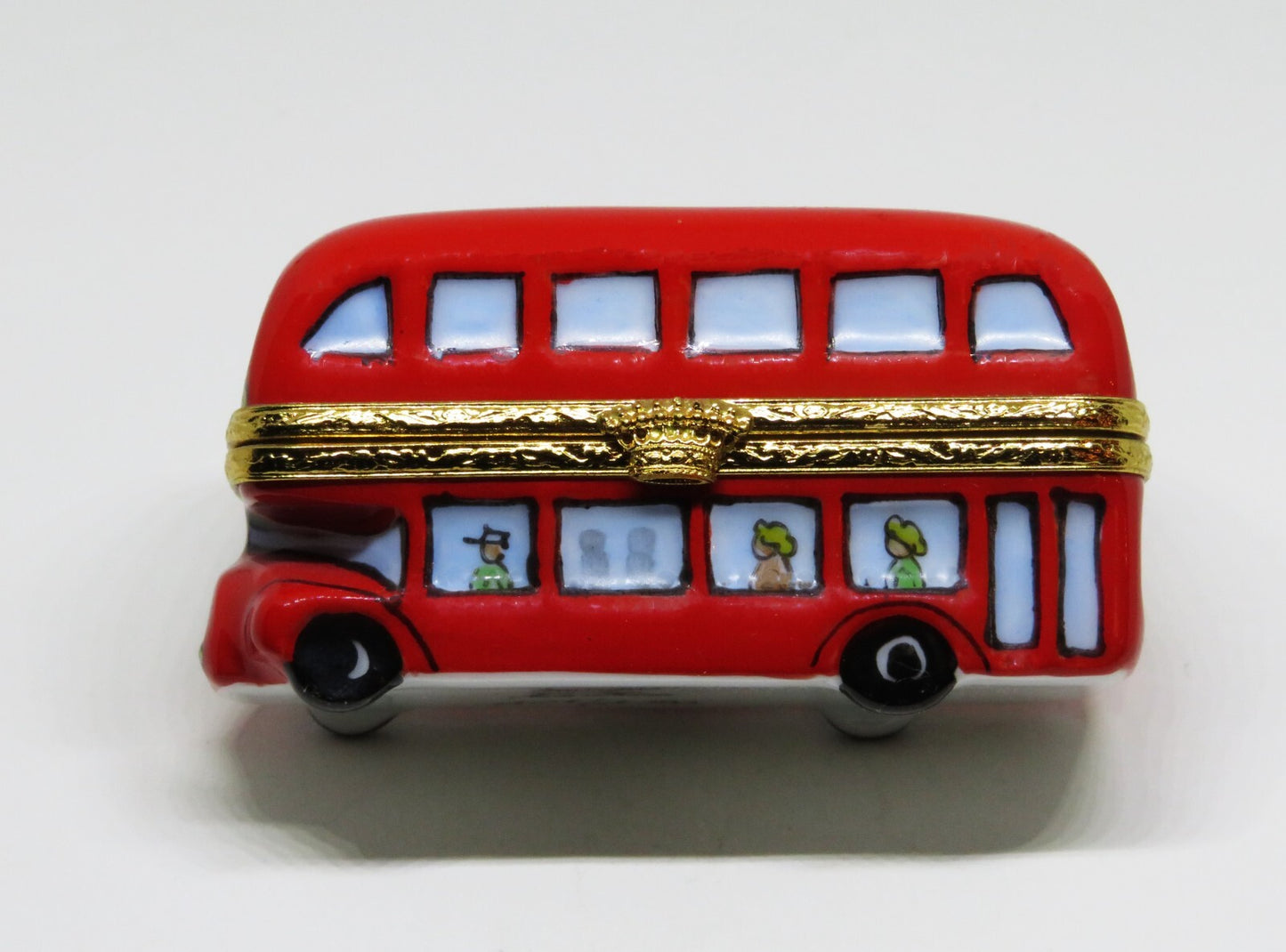 LIMOGES BOX ~ARTORIA~ "LONDON" ~ RED ENGLISH DOUBLE DECKER BUS - CROWN CLASP -LE
