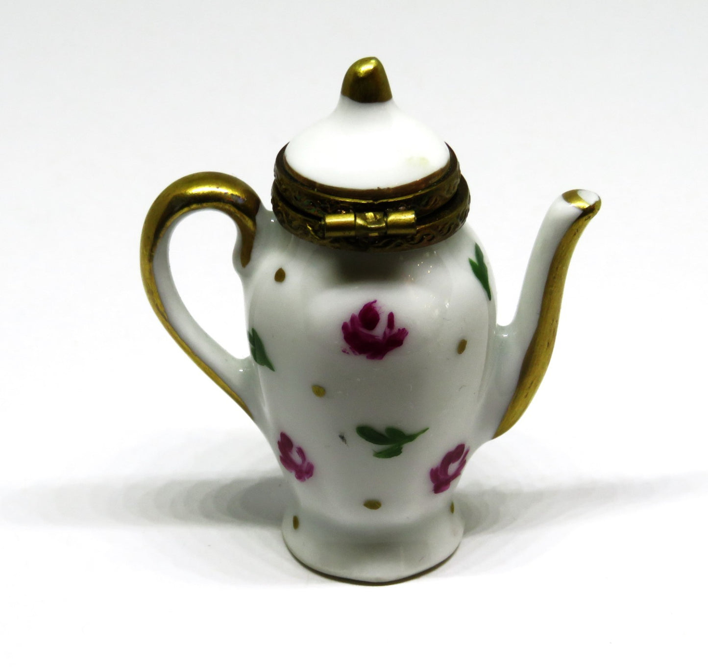 LIMOGES FRANCE BOX ~ FLORAL COFFEE POT ~ FLOWERS ~ RED ROSES ~ TEA POT ~ TEAPOT